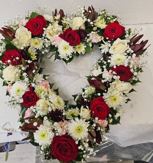 A recent bereavement tribute, this beautiful heart wreath