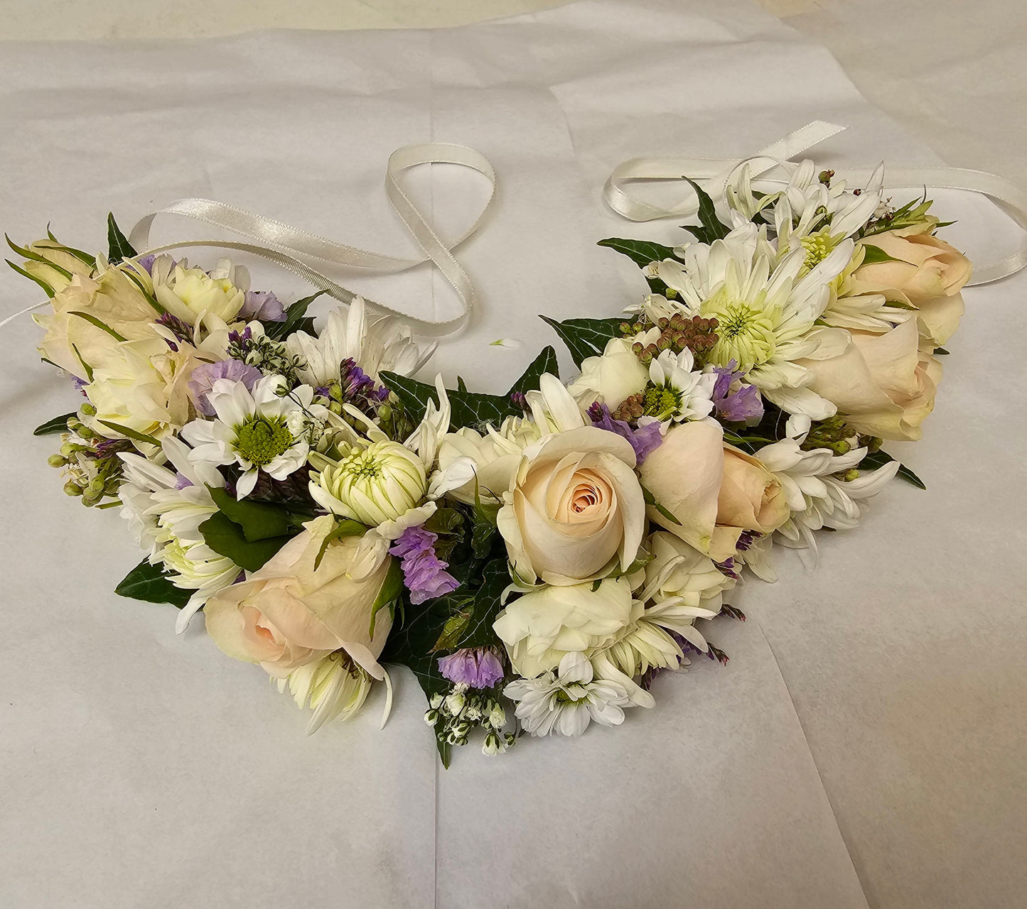 flower crown in apricot and lavender