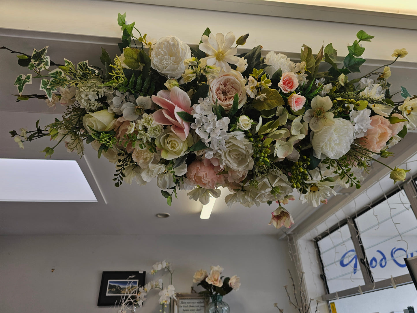 Silk Flowers, Wreath - Dream Catcher Style, Wreath plain, Basket of Hydrangeas, - Broadfield Flowers Florist Lincoln