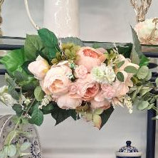 pink and white floral archway arrangements,