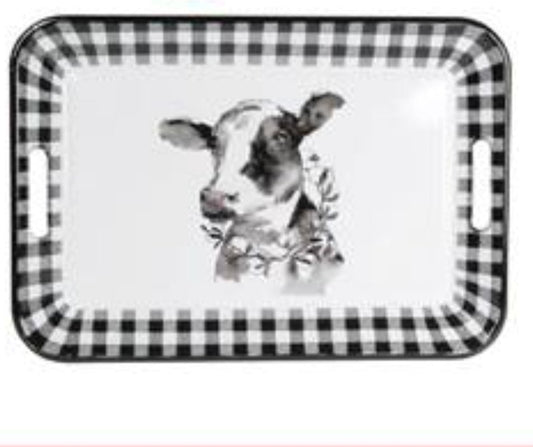 Farmyard Enamel Tray with Cow decoration - Broadfield Flowers Florist Lincoln