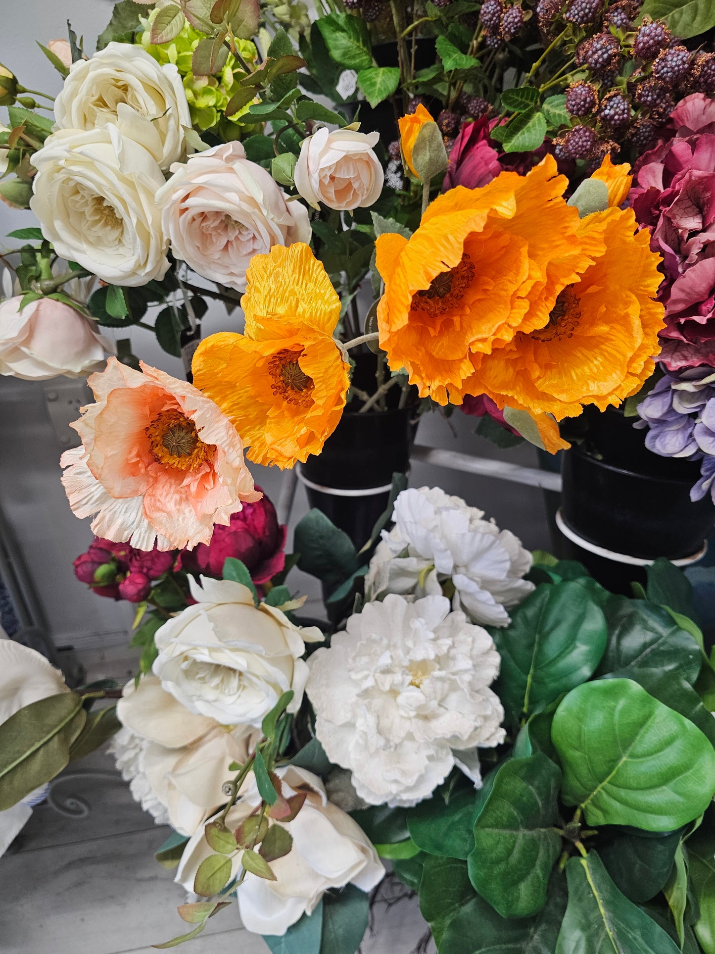 orange silk poppies