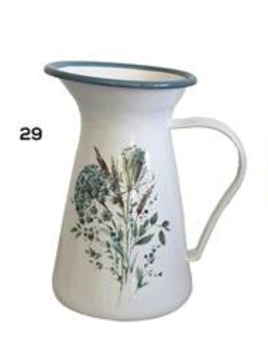 Vases, Jugs, Pedestals, Urns, Siena Enamel Jug-blue