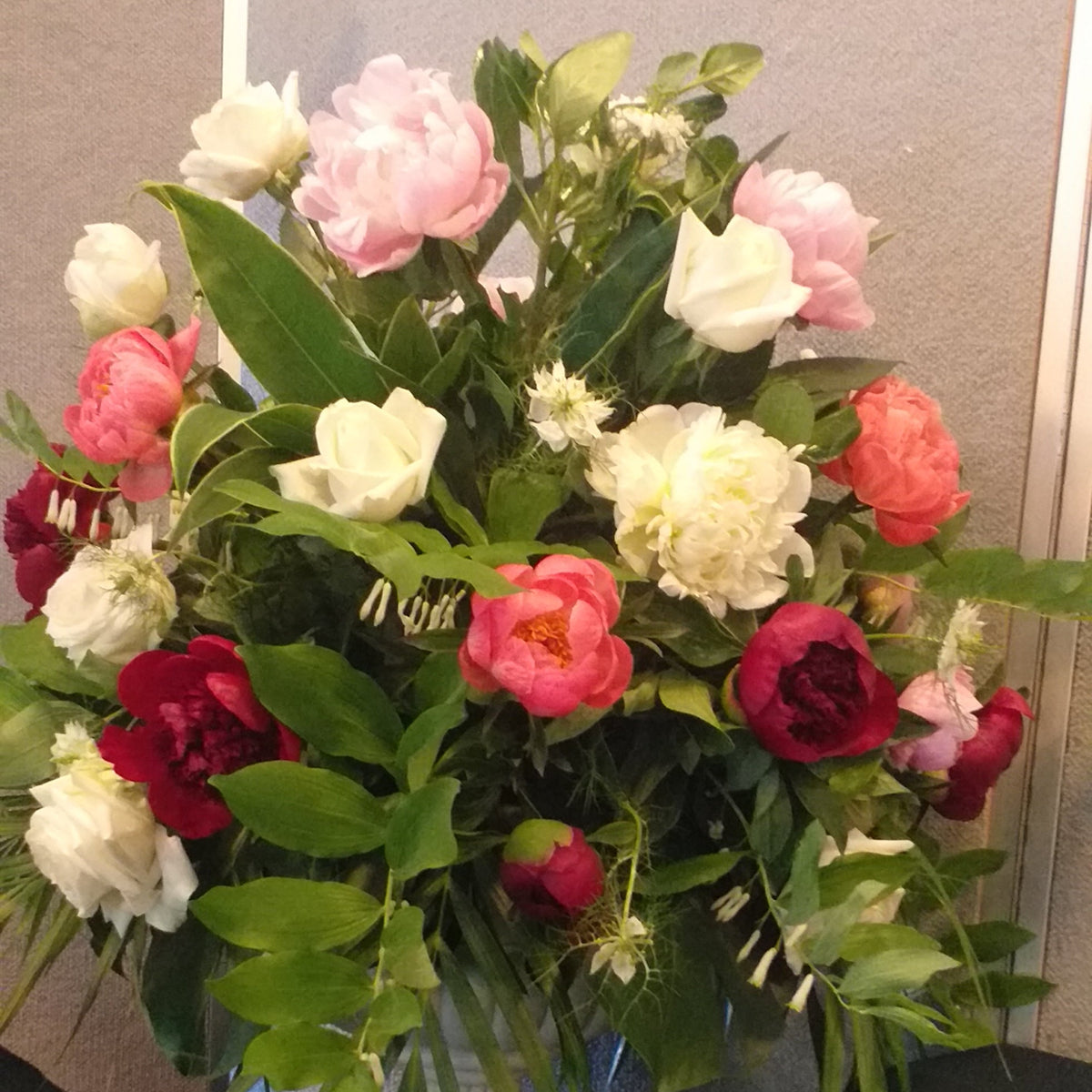 Flower Arrangement peonies in a vase - Broadfield Flowers Florist Lincoln