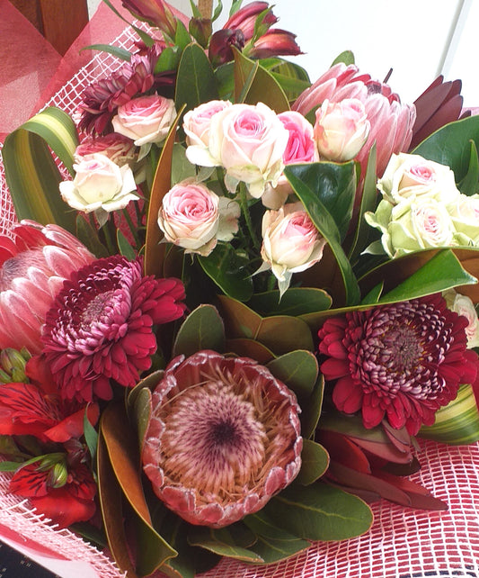 Pink and Protea Flower Bouquet - Broadfield Flowers Florist Lincoln