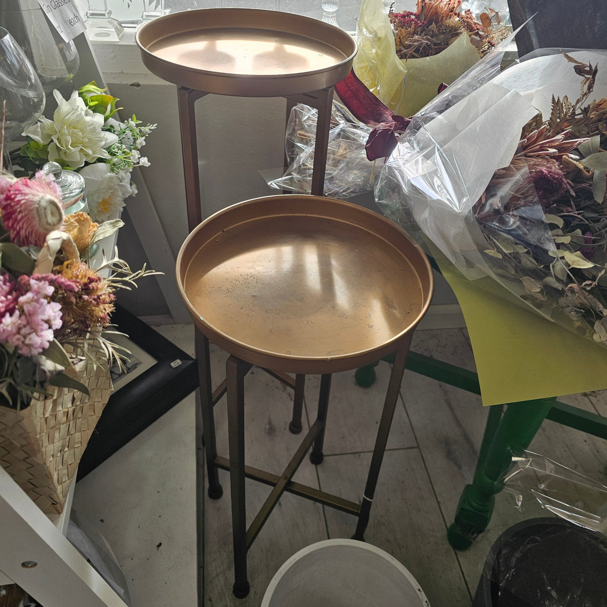 Gold side tables set 2