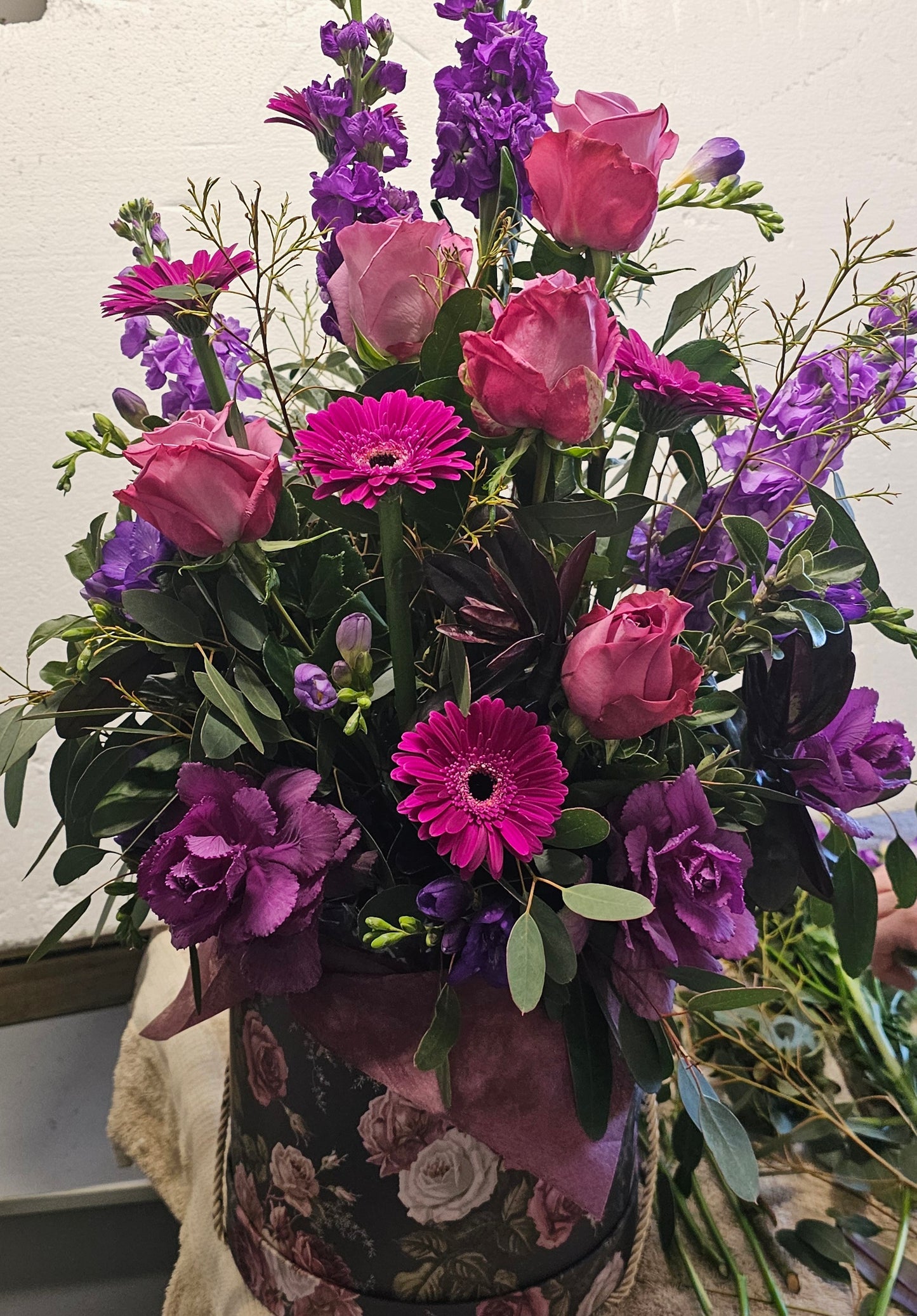 Flower Arrangement in a Hat Box