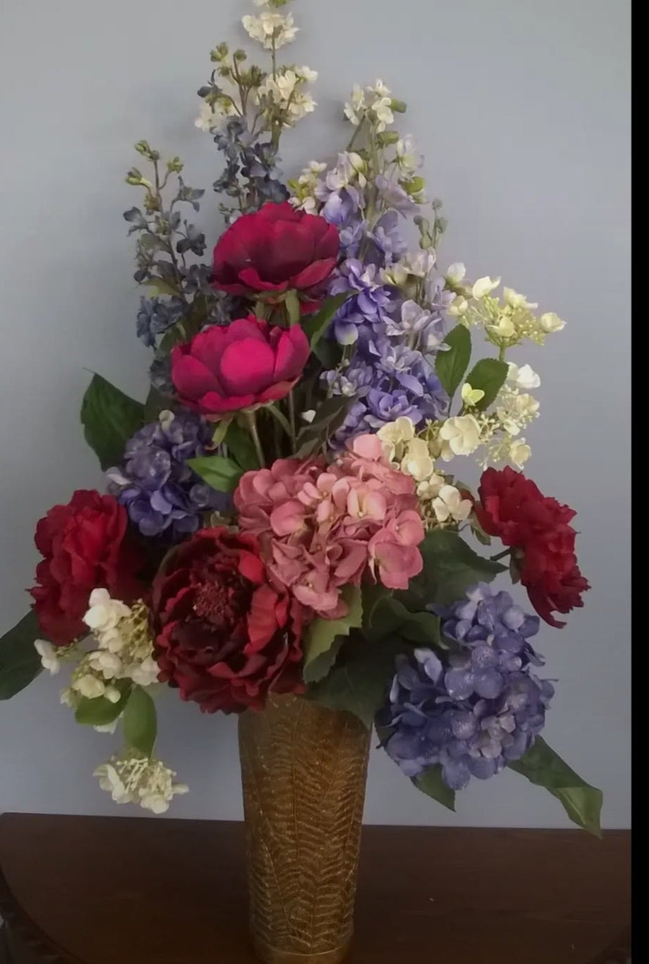Silk Flowers, hydrangeas, paeonies, delphiniums,vase extra. - Broadfield Flowers Florist Lincoln