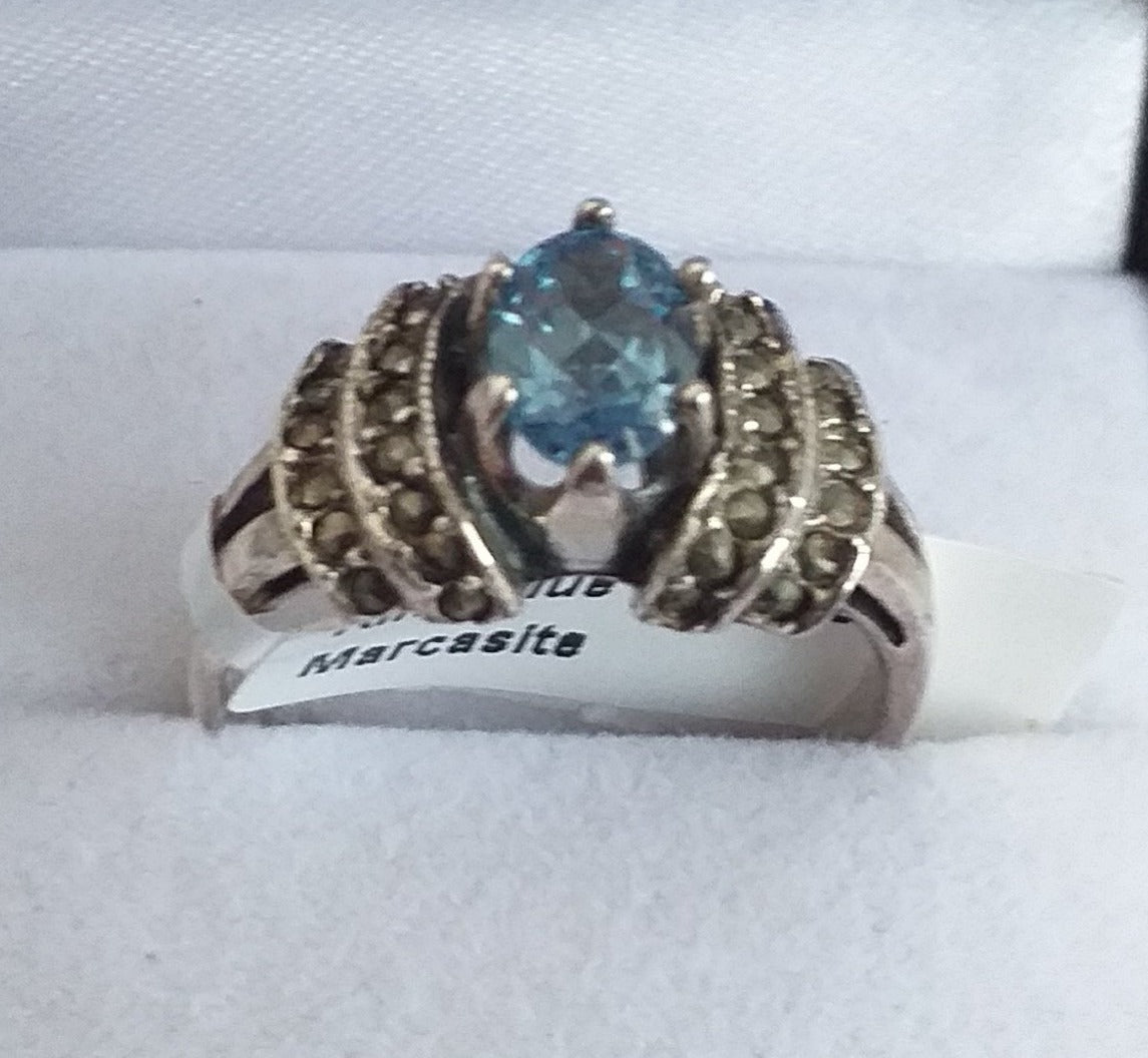 Ring, oval Topaz and marcarsite on a Sterling Silver, band - Broadfield Flowers Florist Lincoln
