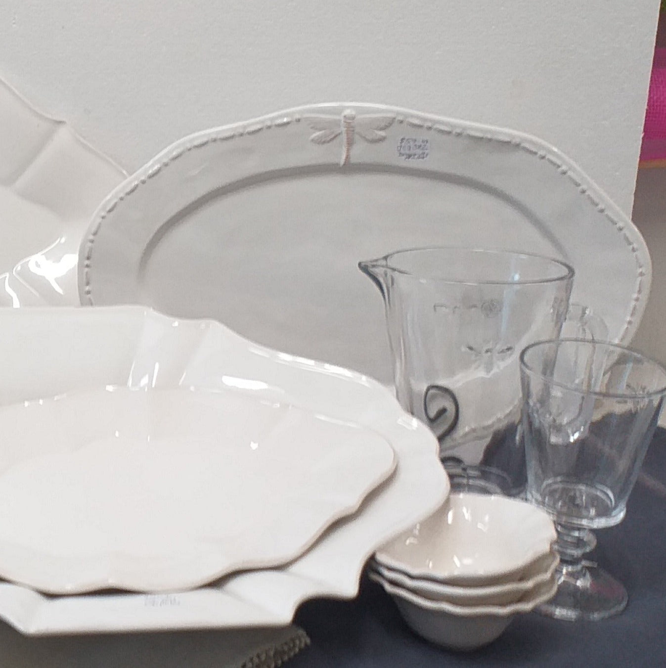 China, French Country Platter with Dragonfly Motif, white - Broadfield Flowers Florist Lincoln