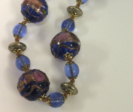 Blue Venetian Glass Beaded Necklace Long - Broadfield Flowers Florist Lincoln