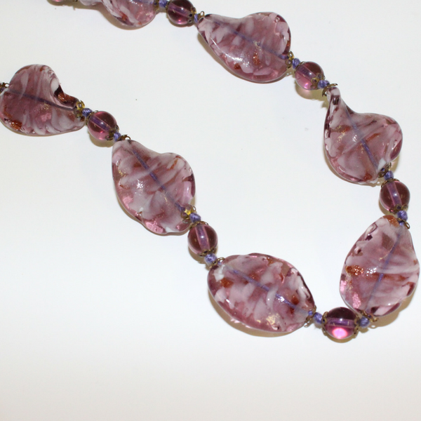 Purple Venetian Glass Beaded Necklace - Broadfield Flowers Florist Lincoln