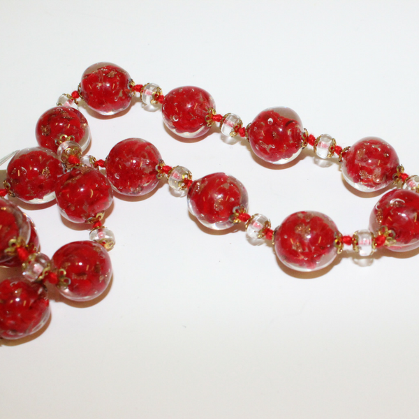 Red Beaded Venetian Glass Necklace - Broadfield Flowers Florist Lincoln