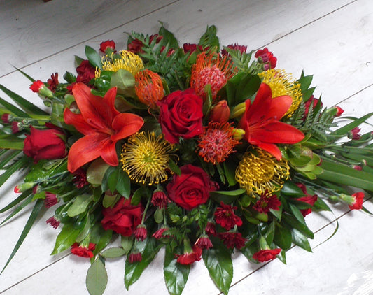 Casket Spray - red and yellow