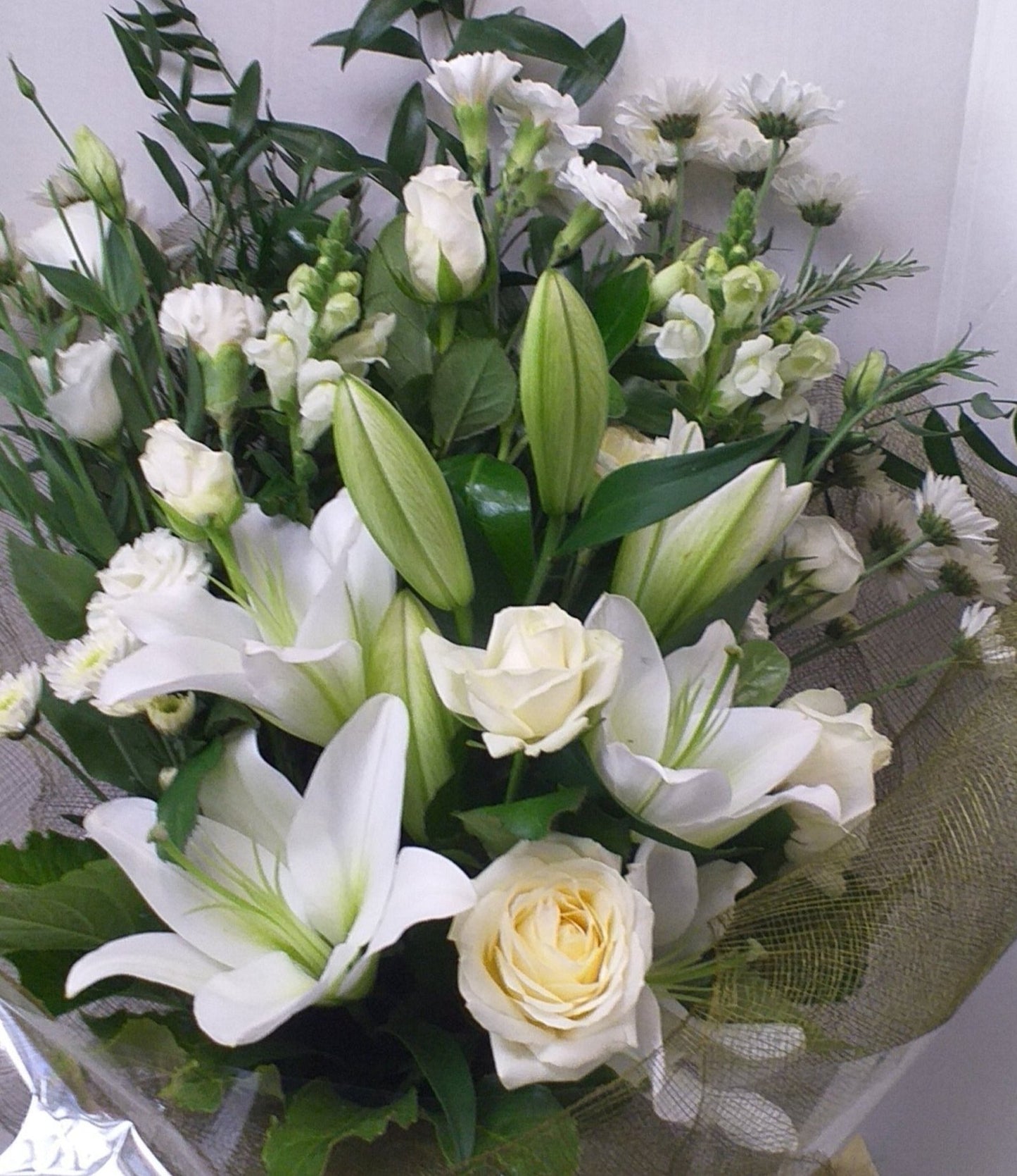 In Loving Memory Sheath - white flowers.
