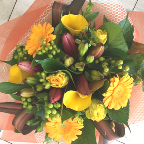 Flowers in the colours of, orange, gold, red, bronze