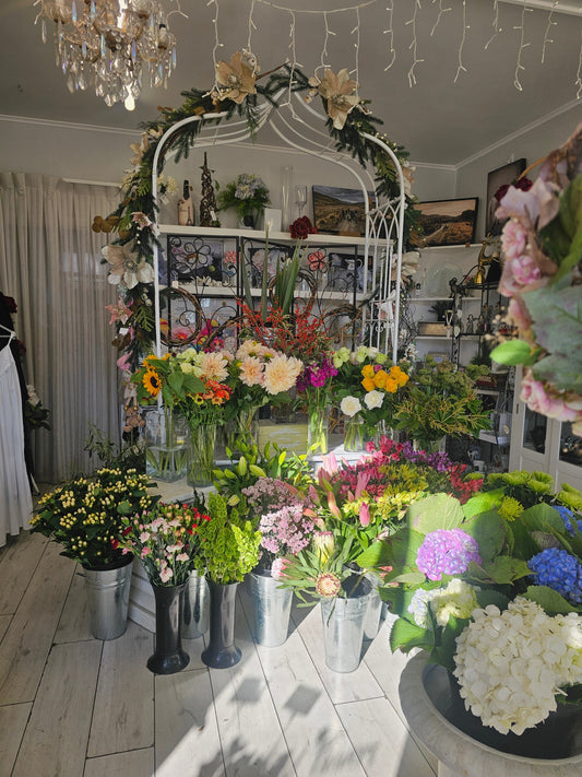 A selection of flowers ready for orders for Mother's Day