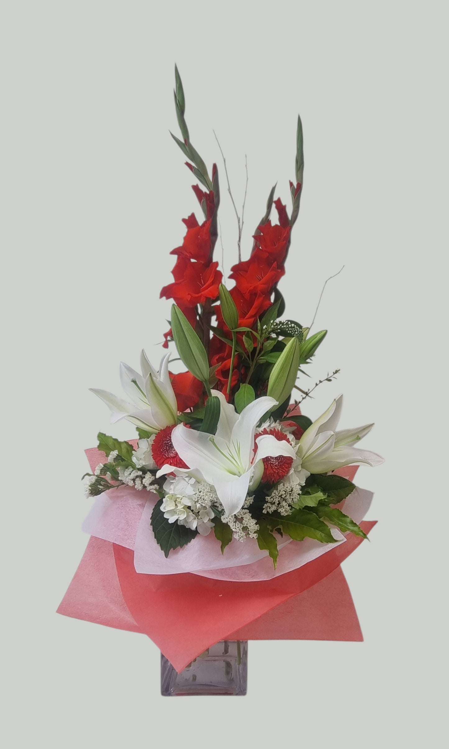 Christmas Bouquet with red gladioli