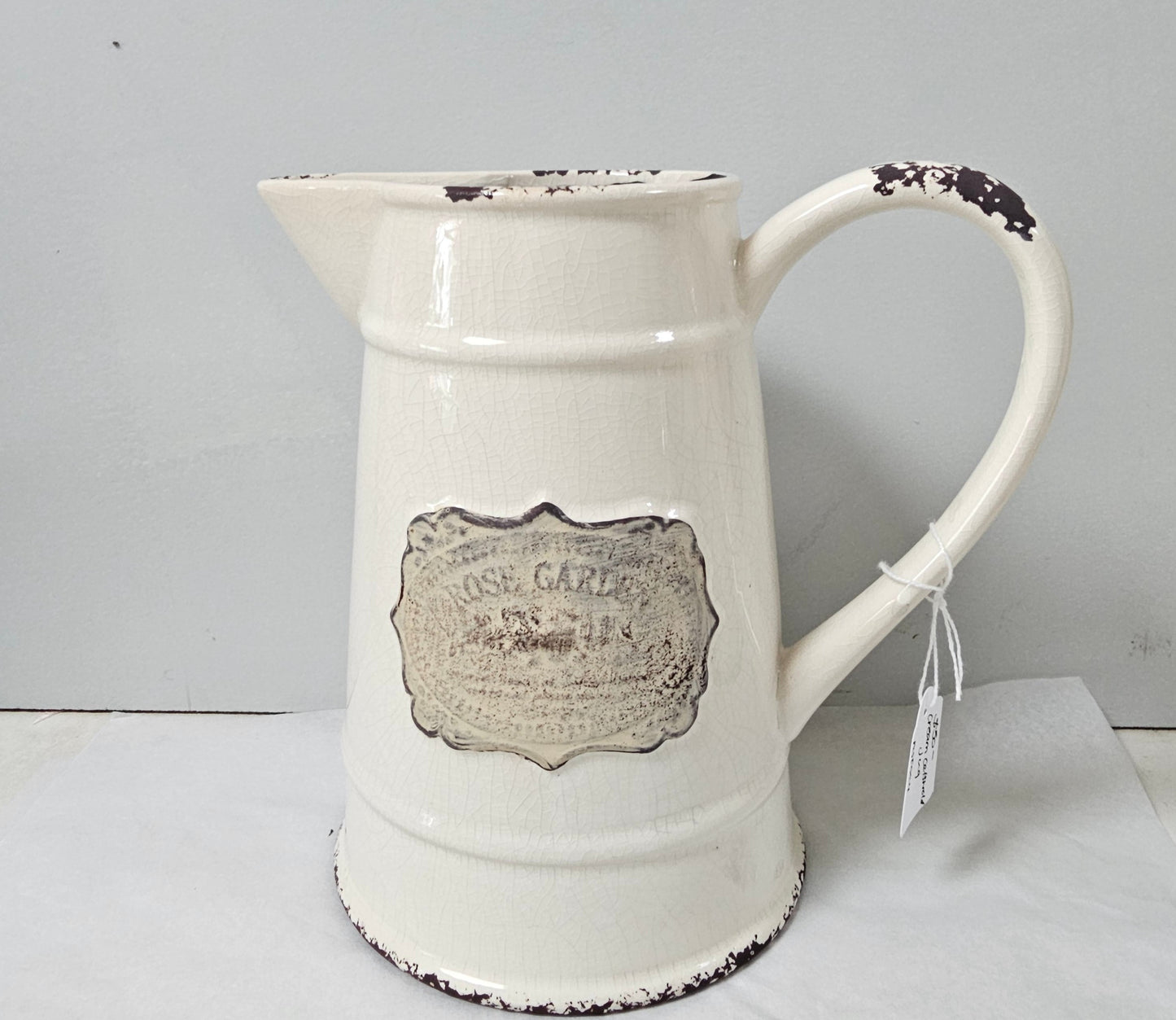 Cream ceramic jug with Rose garden motif