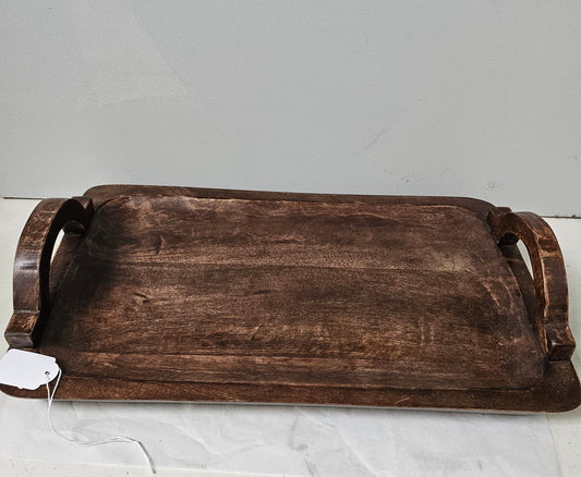 lovely dark wooden tray with wooden handles