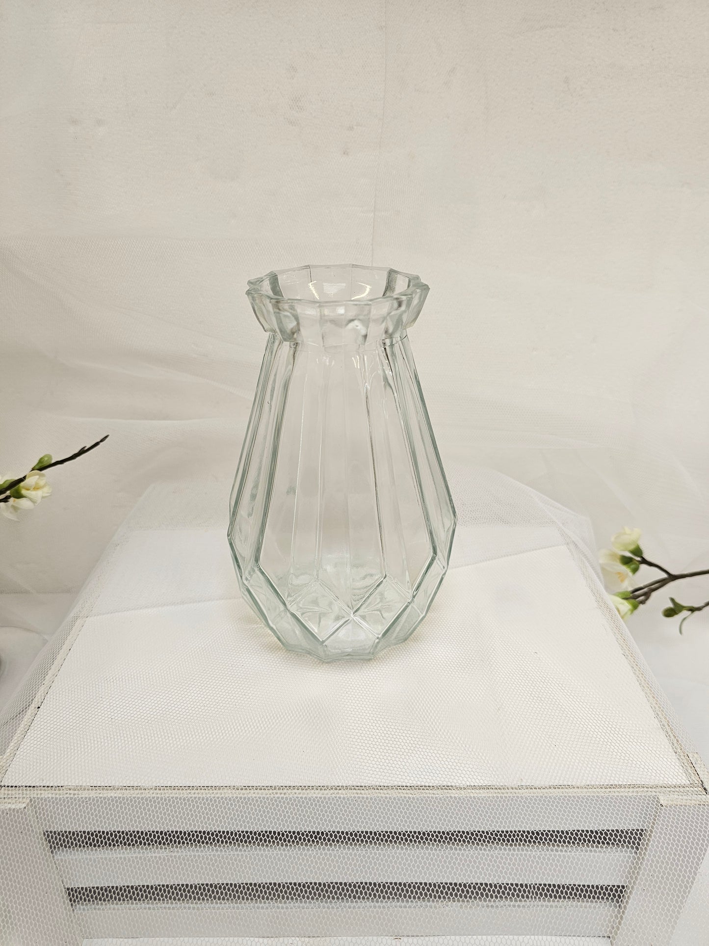 Vase, small multi faceted with neck