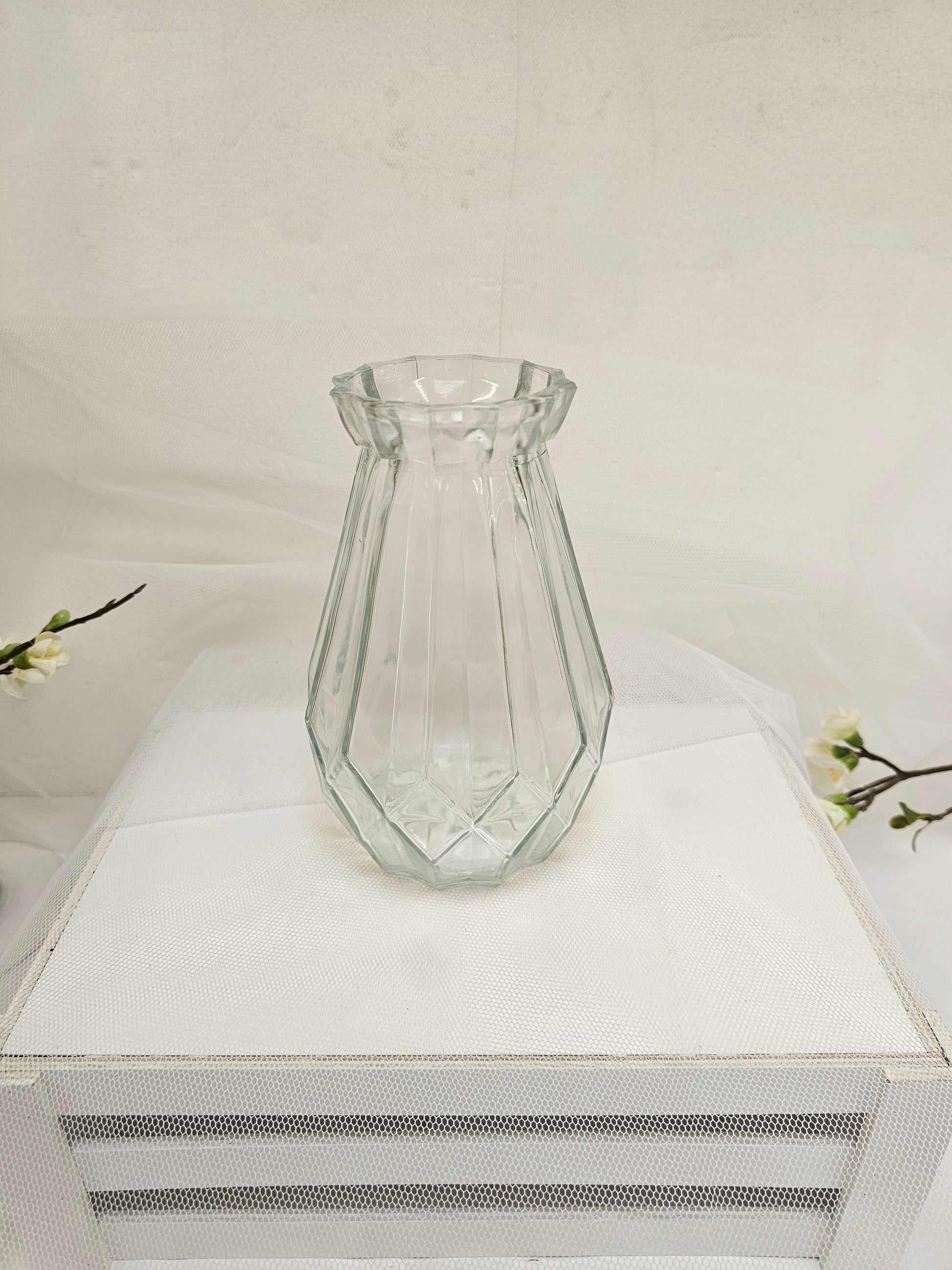 Vase, small multi faceted with neck