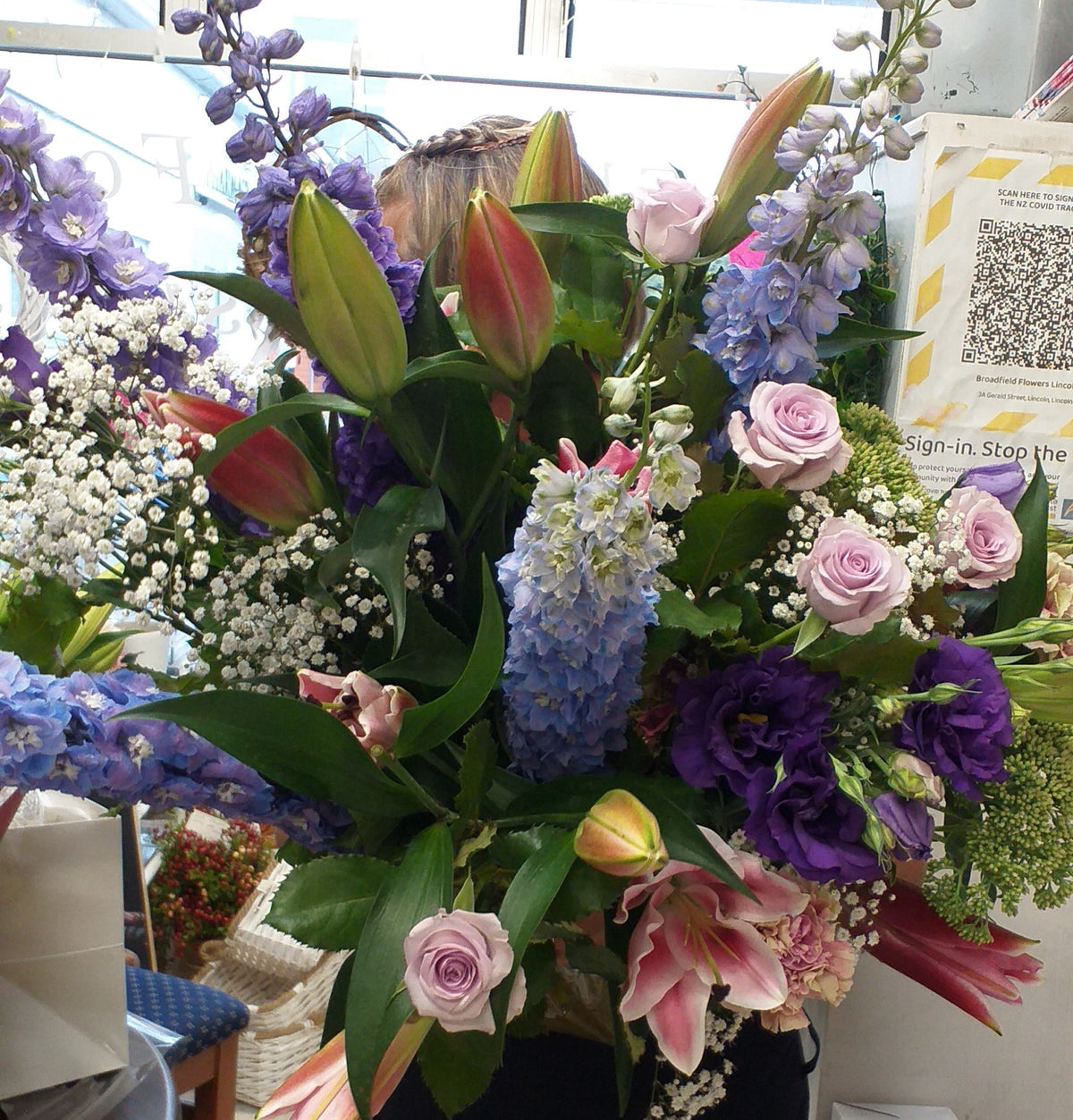 Special bouquet with blue delpiniums - Broadfield Flowers Florist Lincoln