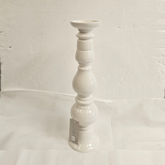 White ceramic, Italian style, turned candle holder