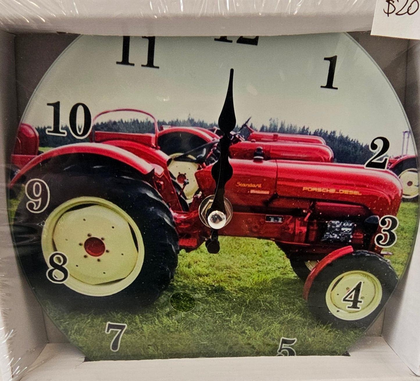 Clock , red tractor