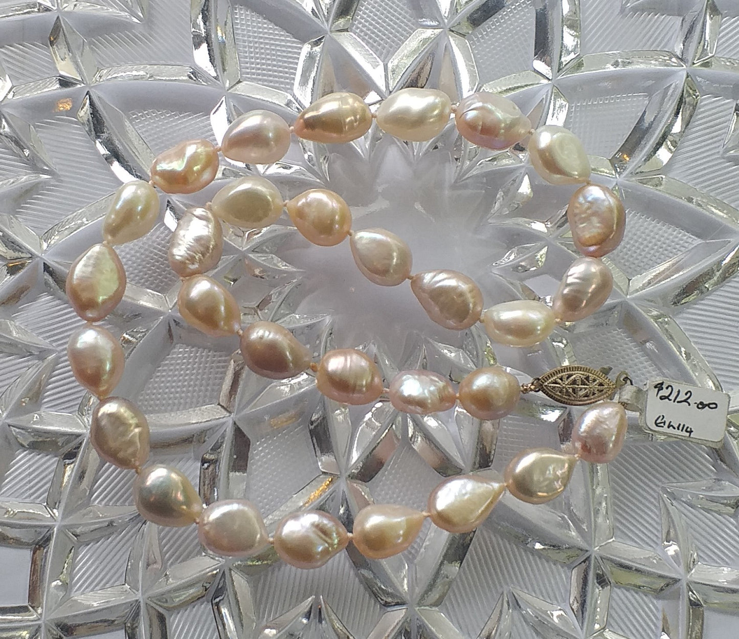 Pearl Necklace, Baroque, Freshwater, Cultured, Pink and White. - Broadfield Flowers Florist Lincoln