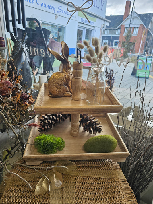 Wooden set of trays with handle