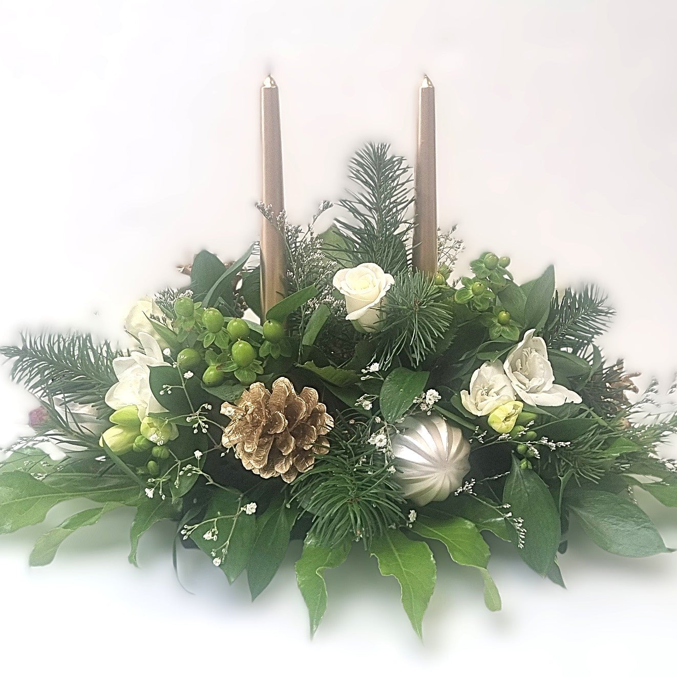 Classic Green and White Christmas Arrangement