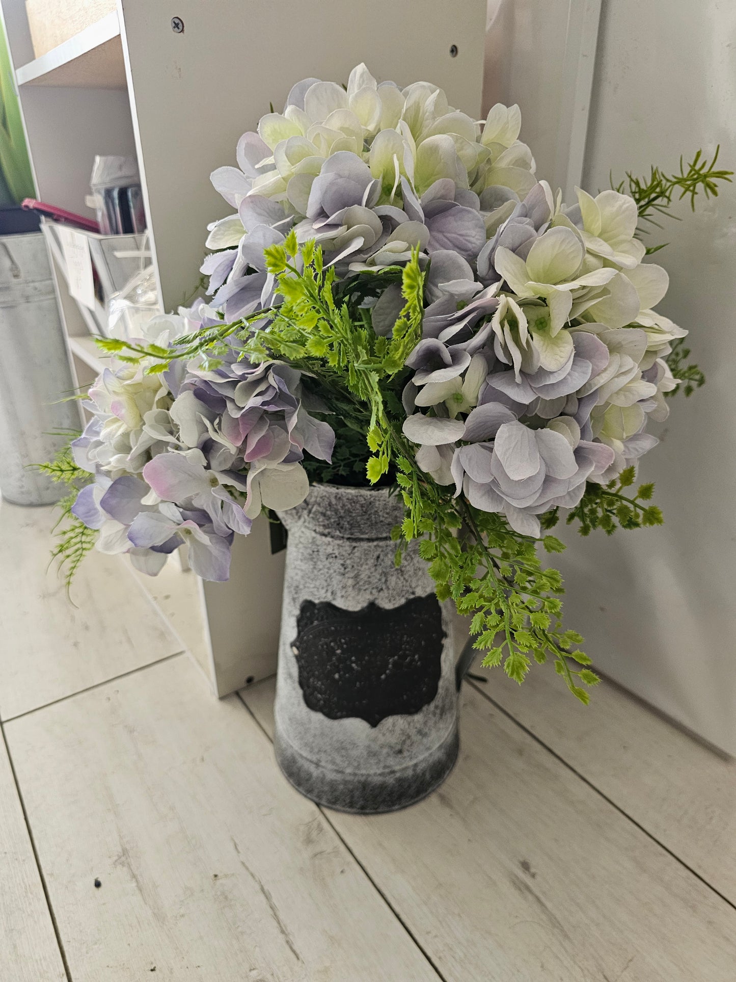 Silk Flowers,  Wreath - Dream Catcher Style, Wreath plain, Basket of Hydrangeas, - Broadfield Flowers Florist Lincoln
