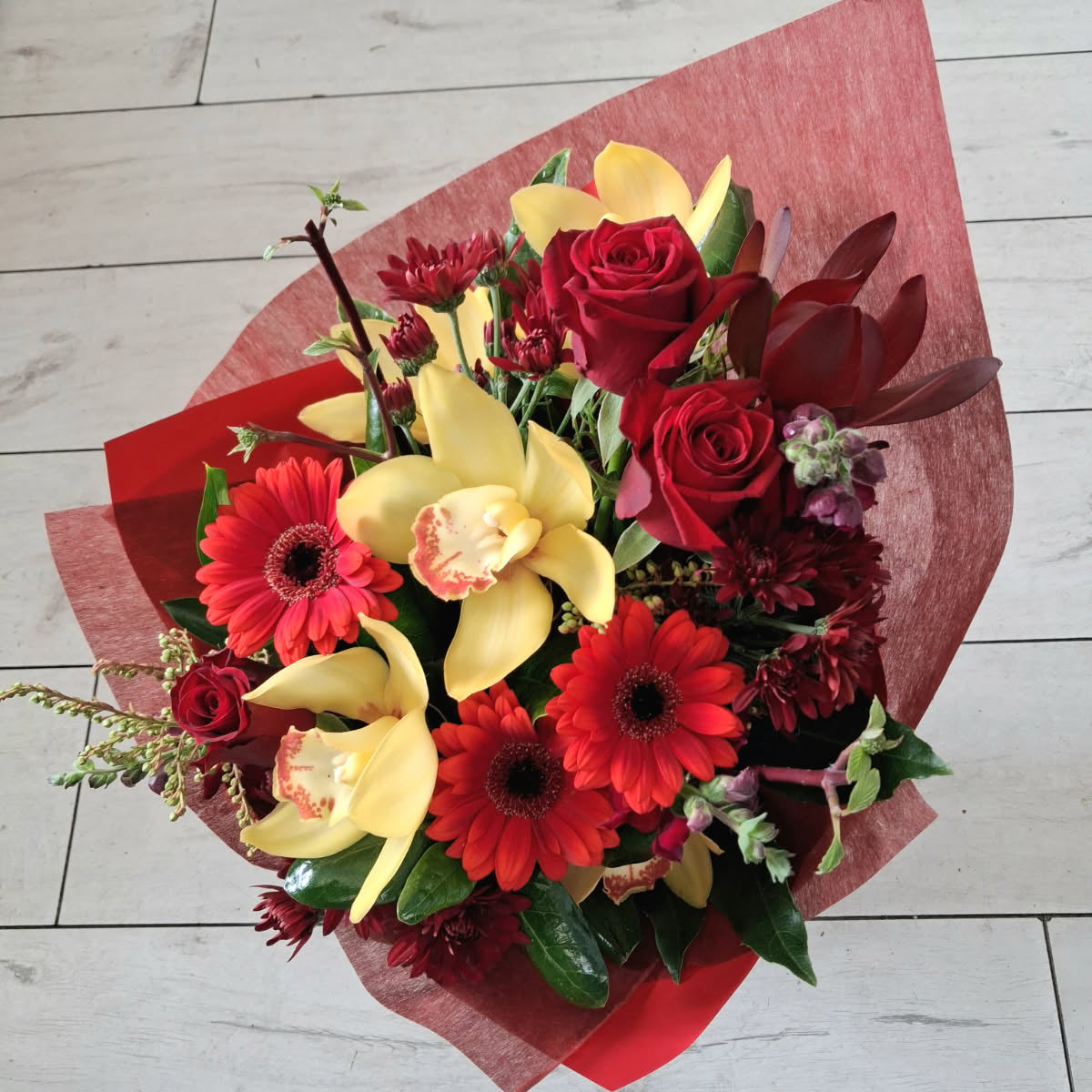 Red orchid bouquet