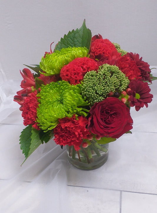 Love Token, pink, purple, red, green, chrysanthemum, roses, alstromeria, carnation, freesias, gyp - Broadfield Flowers Florist Lincoln
