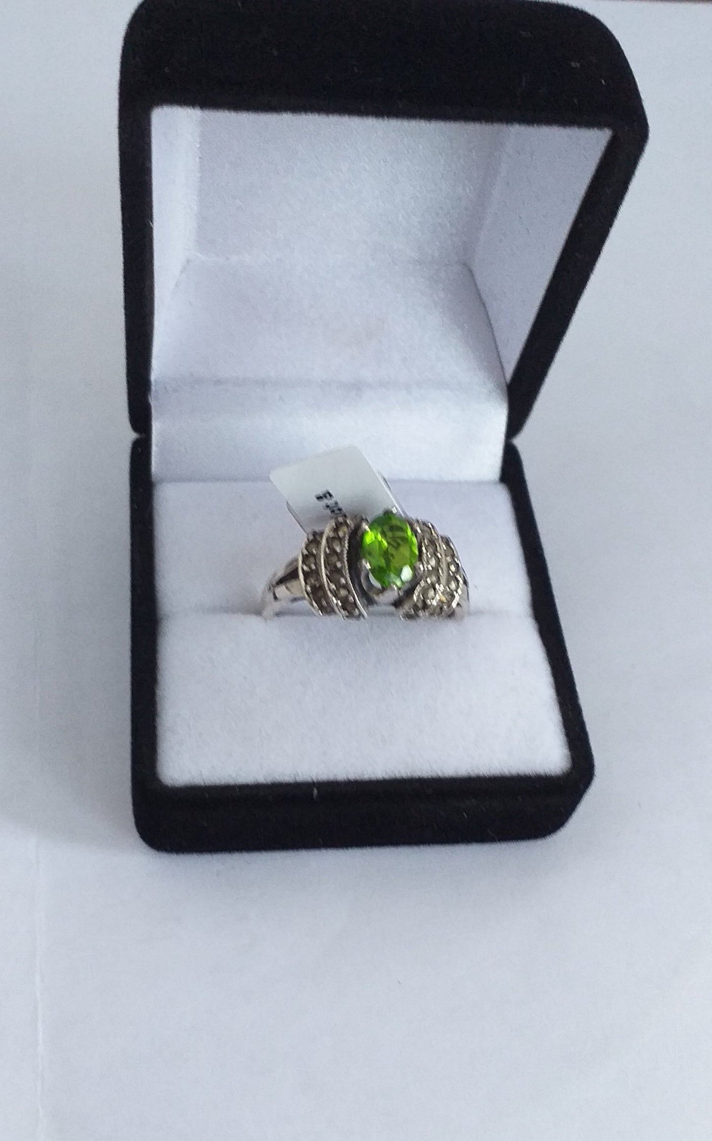 Ring, Peridot and marcarsite on a Sterling Silver, band - Broadfield Flowers Florist Lincoln