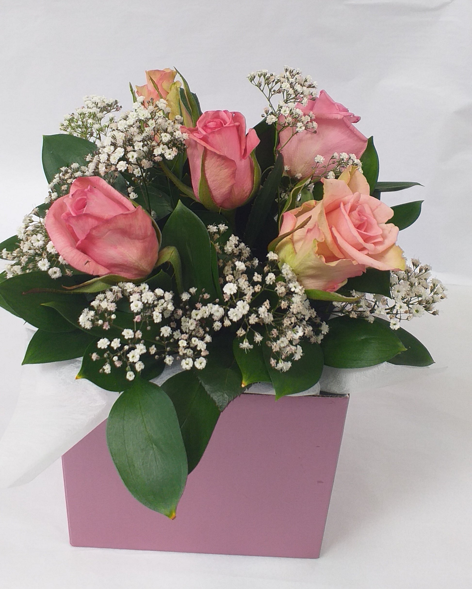 Rose Posy Box, Flower arrangement, pink roses - Broadfield Flowers Florist Lincoln