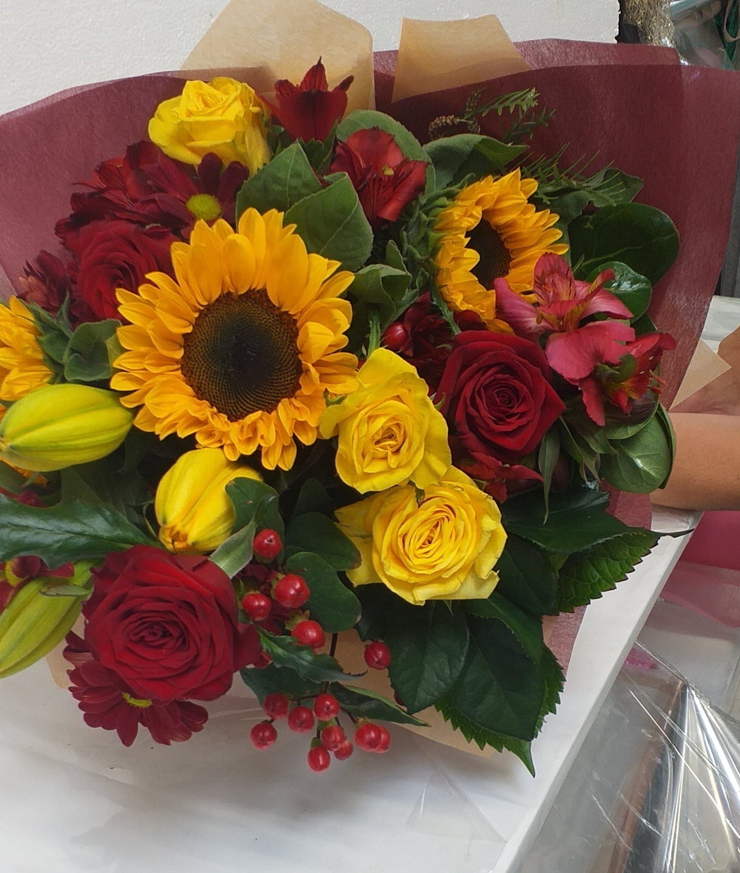 Flower Bouquet, Sunflowers and Roses or your choice - Broadfield Flowers Florist Lincoln