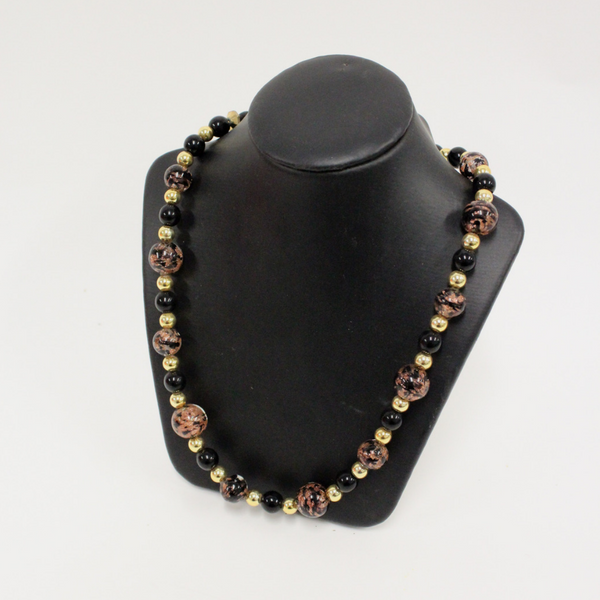 Black and Gold Federica Venetian Glass Beaded Necklace - Broadfield Flowers Florist Lincoln