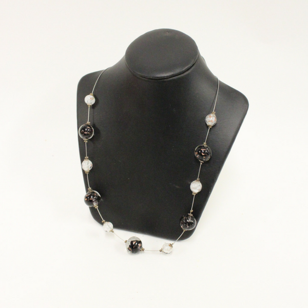 Black and White Beaded Venetian Glass Necklace - Broadfield Flowers Florist Lincoln