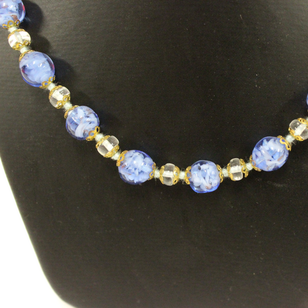 Blue Venetian Glass Beaded Necklace - Broadfield Flowers Florist Lincoln