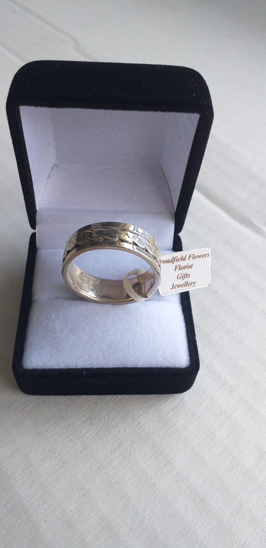 Ring, Men's Wave design band in Sterling Silver, - Broadfield Flowers Florist Lincoln
