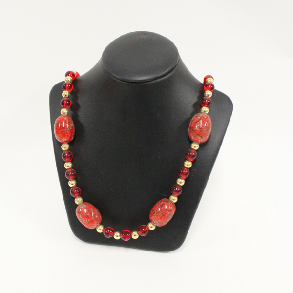 Red Long Venetian Glass Beaded Necklace - Broadfield Flowers Florist Lincoln