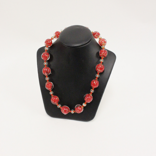 Red Beaded Venetian Glass Necklace - Broadfield Flowers Florist Lincoln
