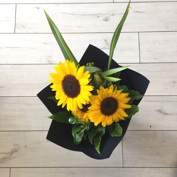 A Bunch of Sunshine, flower bouquet front facing, sunflowers, flax - Broadfield Flowers Florist Lincoln