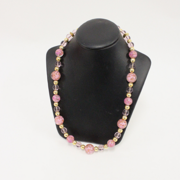 Pink and Gold Venetian Glass Beaded Necklace - Broadfield Flowers Florist Lincoln