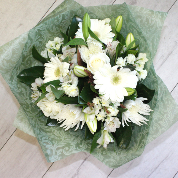 Snow White flower bouquet, lillies, early cheer, alstroemeria, gerberas, chrysthemum,  - Broadfield Flowers Florist Lincoln