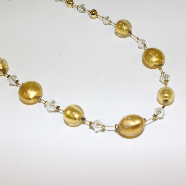Gold Beaded Venetian Glass Necklace - Broadfield Flowers Florist Lincoln